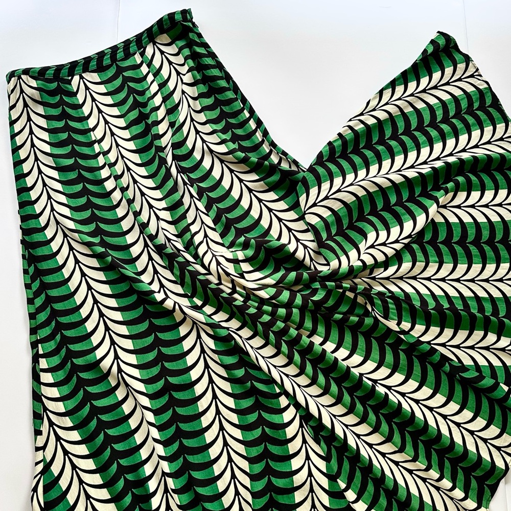 Totem Brazilian Designer Maxi Skirt Green Black & Cream Print Size S
